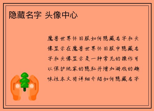 隐藏名字 头像中心